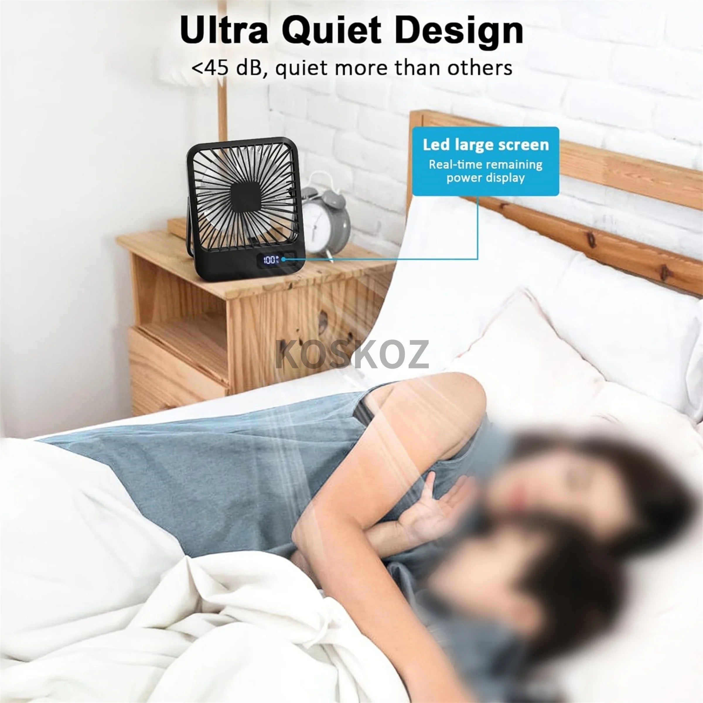180° Folding USB Desk Fan | 5-Speed Rechargeable with Power Display