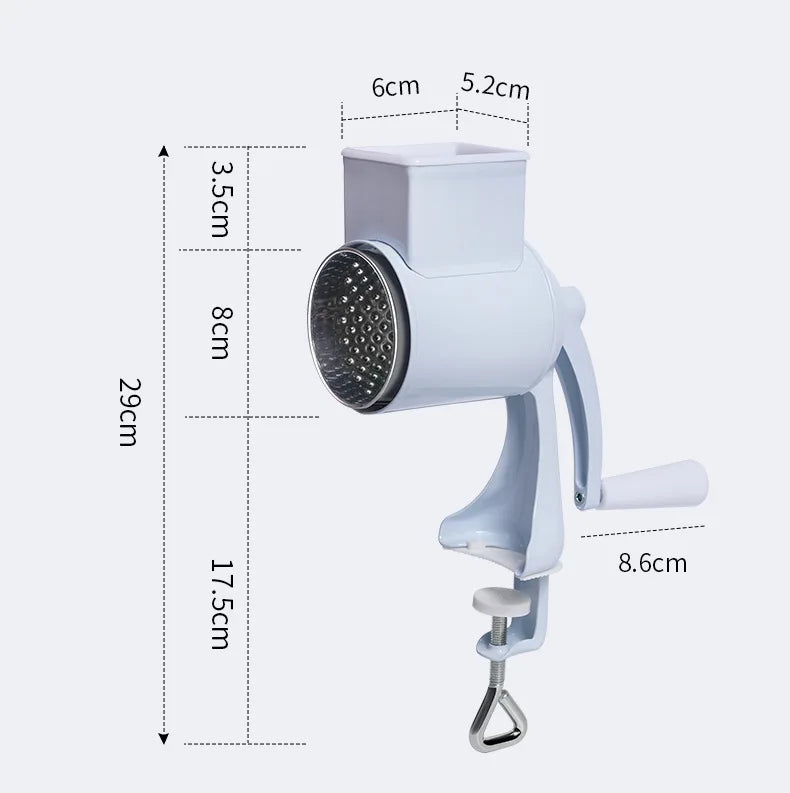 Rotary Vegetable Grater & Slicer | Fruit Shredder & Cheese Chopper Kitchen Tool