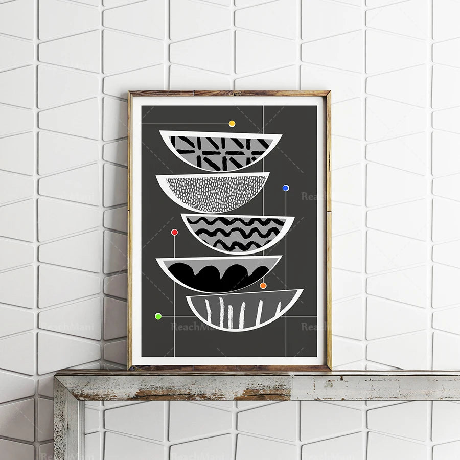 Minimalist Scandi Wall Art — Gallery Print in Gray, Black & Red