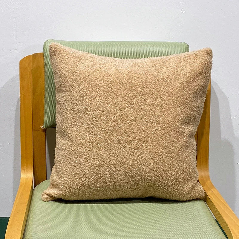 Cozy Faux Fur Teddy Cushion Cover | Nordic Plush Pillow for Sofa