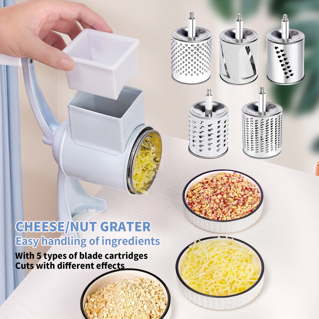 Rotary Vegetable Grater & Slicer | Fruit Shredder & Cheese Chopper Kitchen Tool