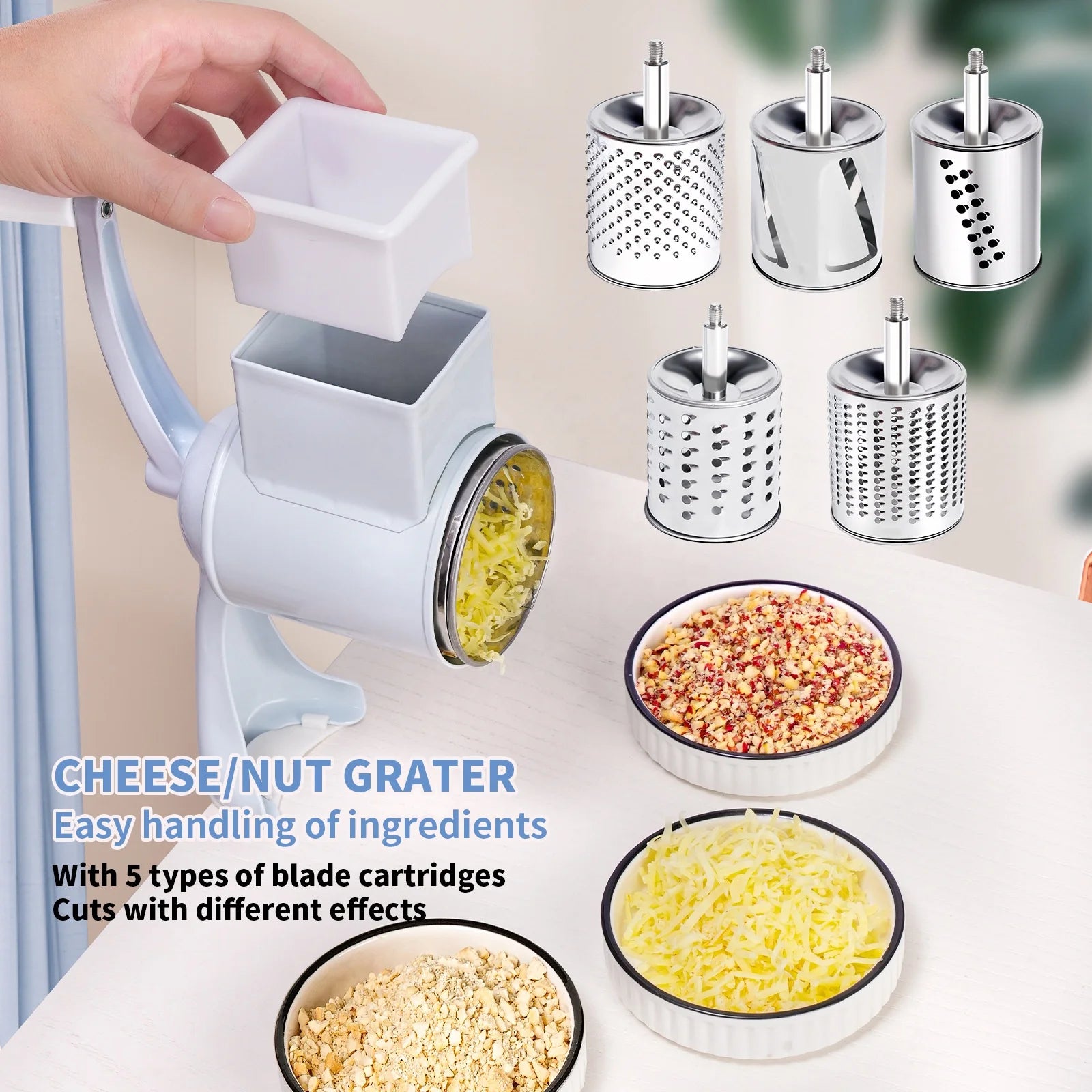 Rotary Vegetable Grater & Slicer | Fruit Shredder & Cheese Chopper Kitchen Tool
