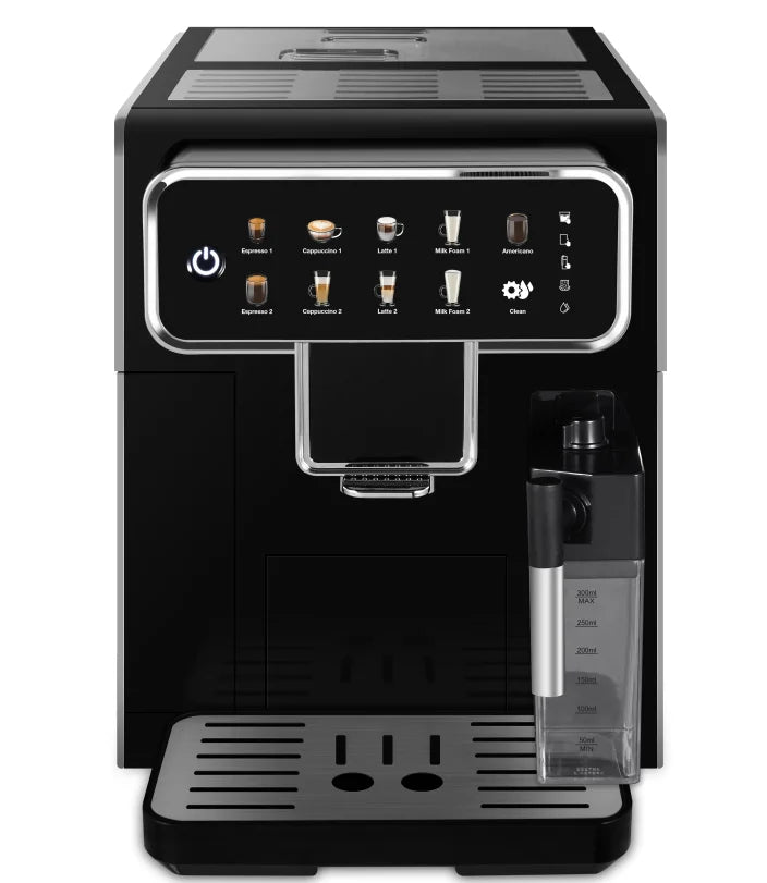 15 Bar Super Automatic Espresso Machine, 120V Smart Coffee Maker with Grinder & Milk Frother, Touch Screen, 1.5L Tank, Silver