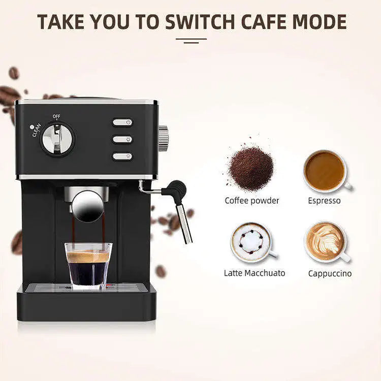 Modern 2-in-1 20Bar Touch Screen Semi-Automatic Electric Espresso Coffee Maker Smart Multifunction Italian Stainless Steel
