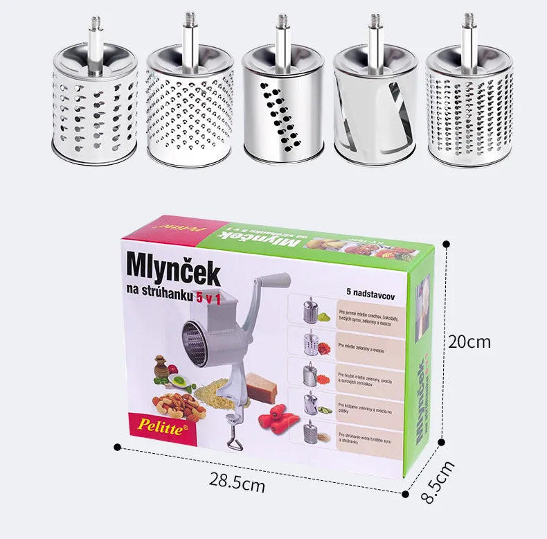 Rotary Vegetable Grater & Slicer | Fruit Shredder & Cheese Chopper Kitchen Tool