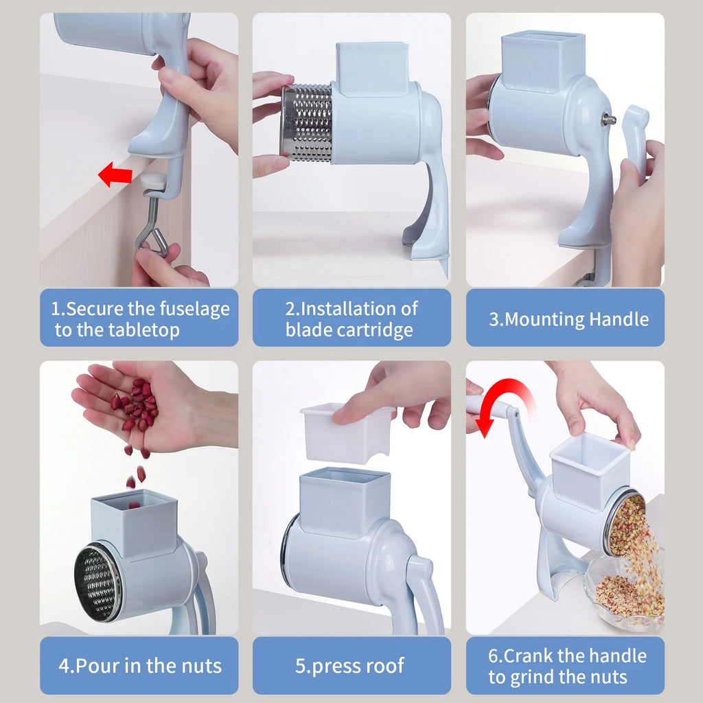 Rotary Vegetable Grater & Slicer | Fruit Shredder & Cheese Chopper Kitchen Tool
