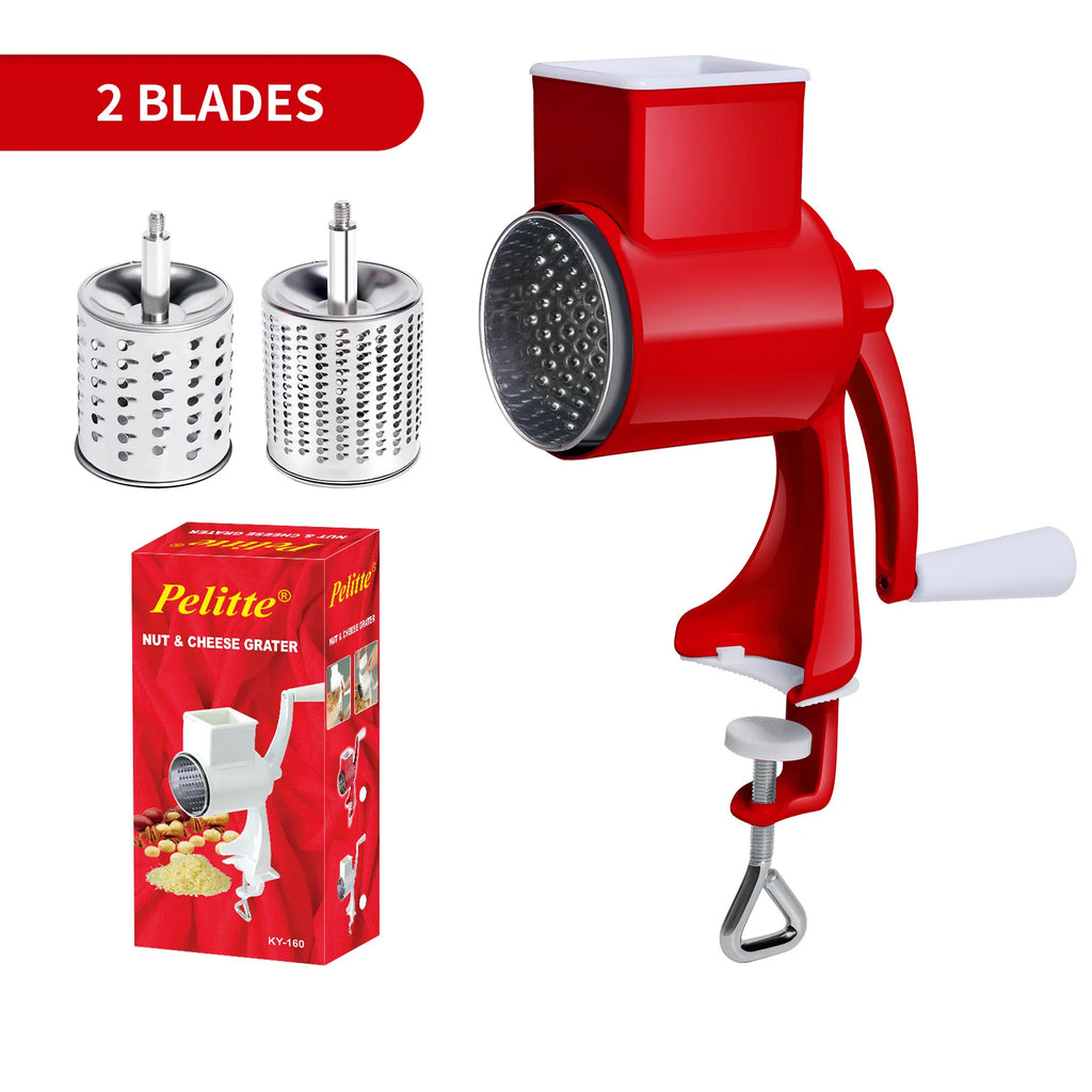 Rotary Vegetable Grater & Slicer | Fruit Shredder & Cheese Chopper Kitchen Tool