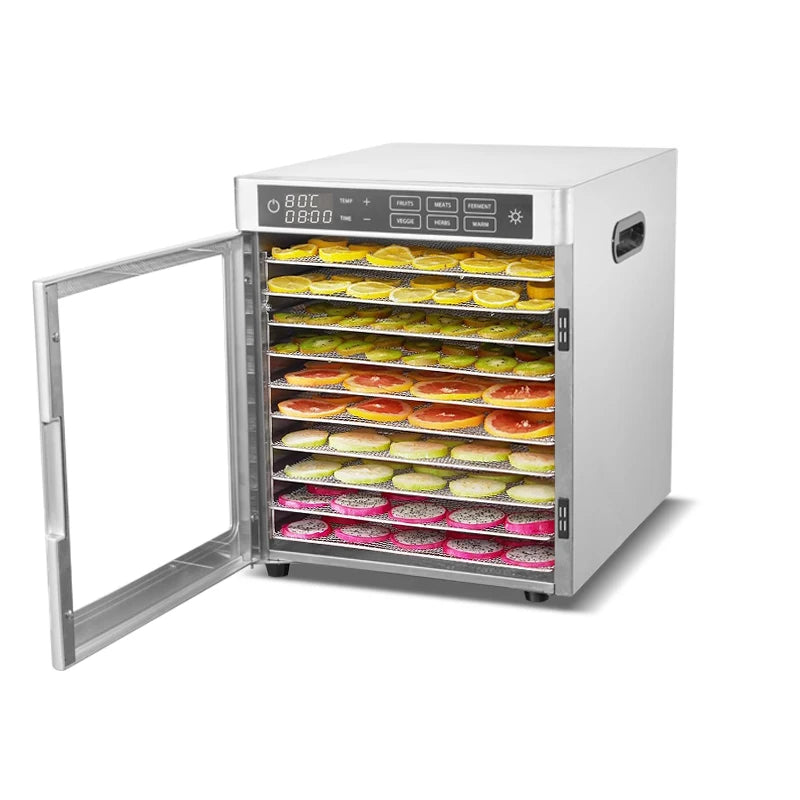 Electric Stainless Steel 10-Tray Digital Control Low Noise Eco-Friendly Food Dehydrator & Drying Machine for Household Use