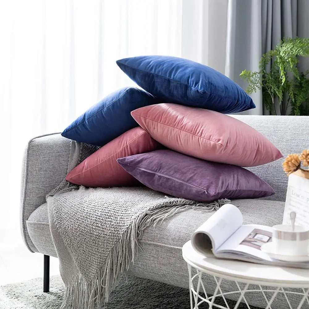 Solid Color Velvet Pillowcase | Luxury Cushion Cover for Sofa & Living Room