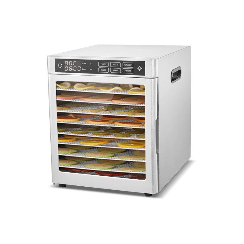 Electric Stainless Steel 10-Tray Digital Control Low Noise Eco-Friendly Food Dehydrator & Drying Machine for Household Use