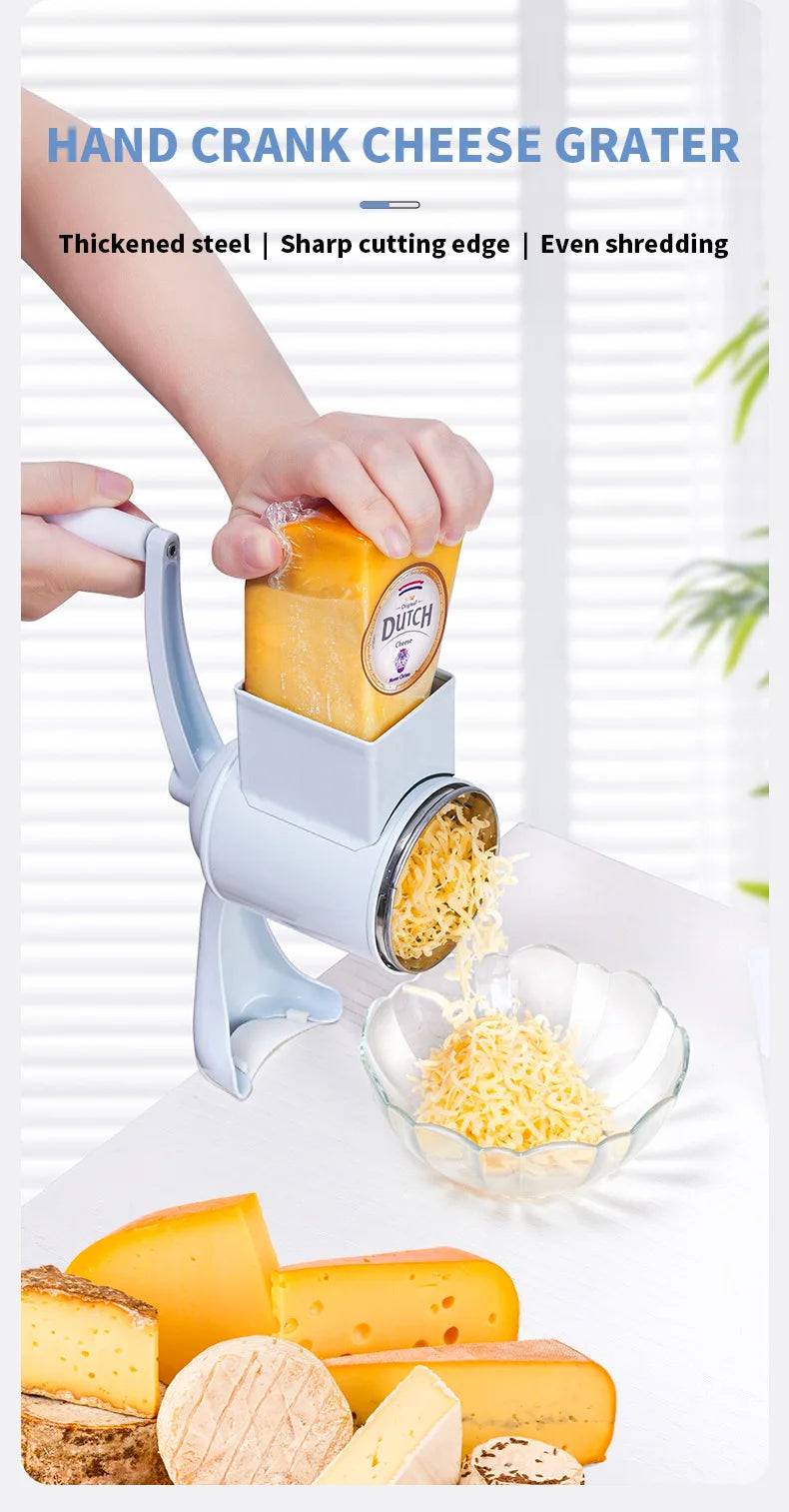 Rotary Vegetable Grater & Slicer | Fruit Shredder & Cheese Chopper Kitchen Tool