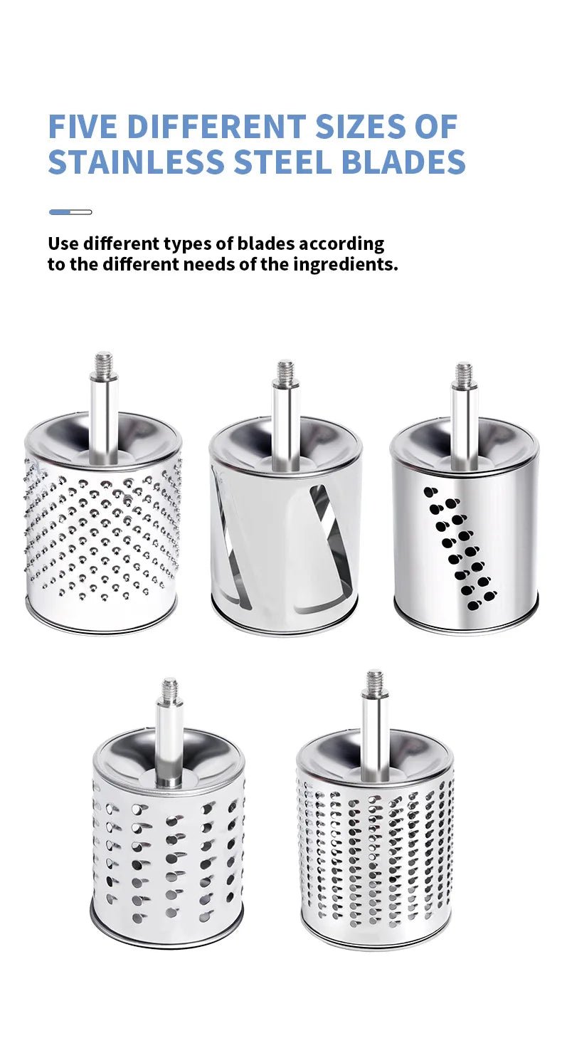 Rotary Vegetable Grater & Slicer | Fruit Shredder & Cheese Chopper Kitchen Tool