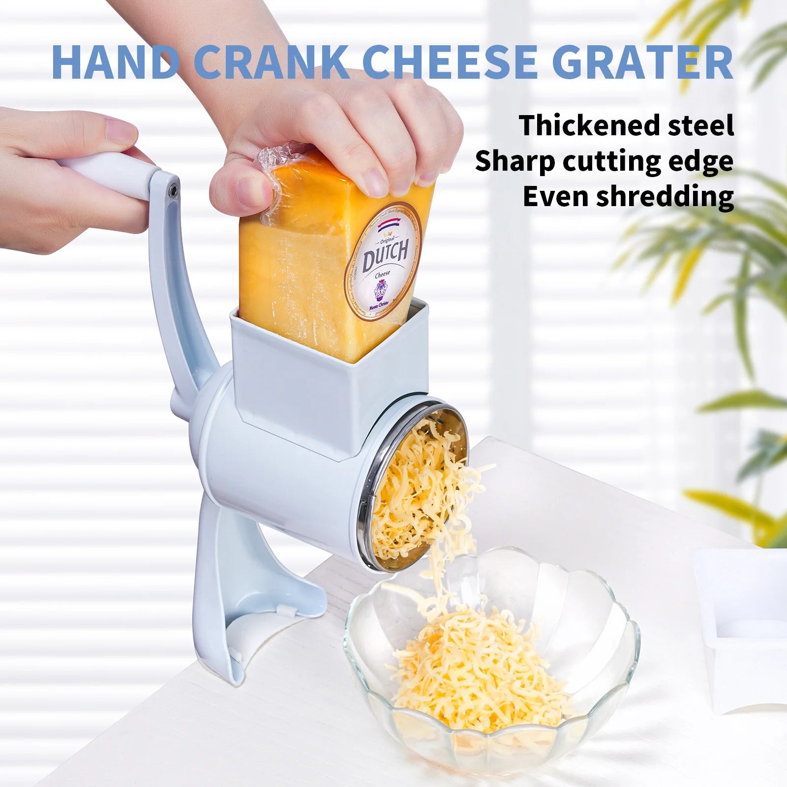 Rotary Vegetable Grater & Slicer | Fruit Shredder & Cheese Chopper Kitchen Tool