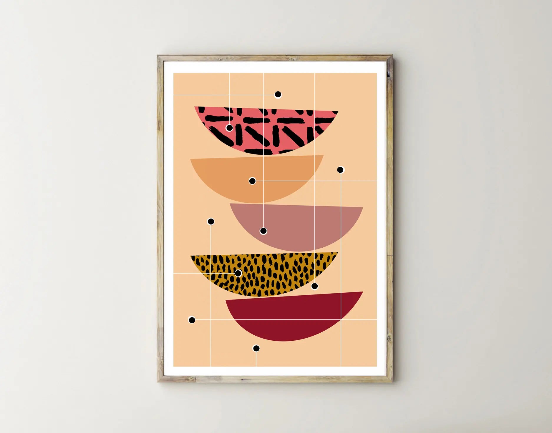 Minimalist Scandi Wall Art — Gallery Print in Gray, Black & Red