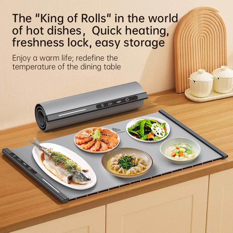 Flexible Silicone Food Warmer Mat | Foldable Electric Warming Tray & Cutting Board