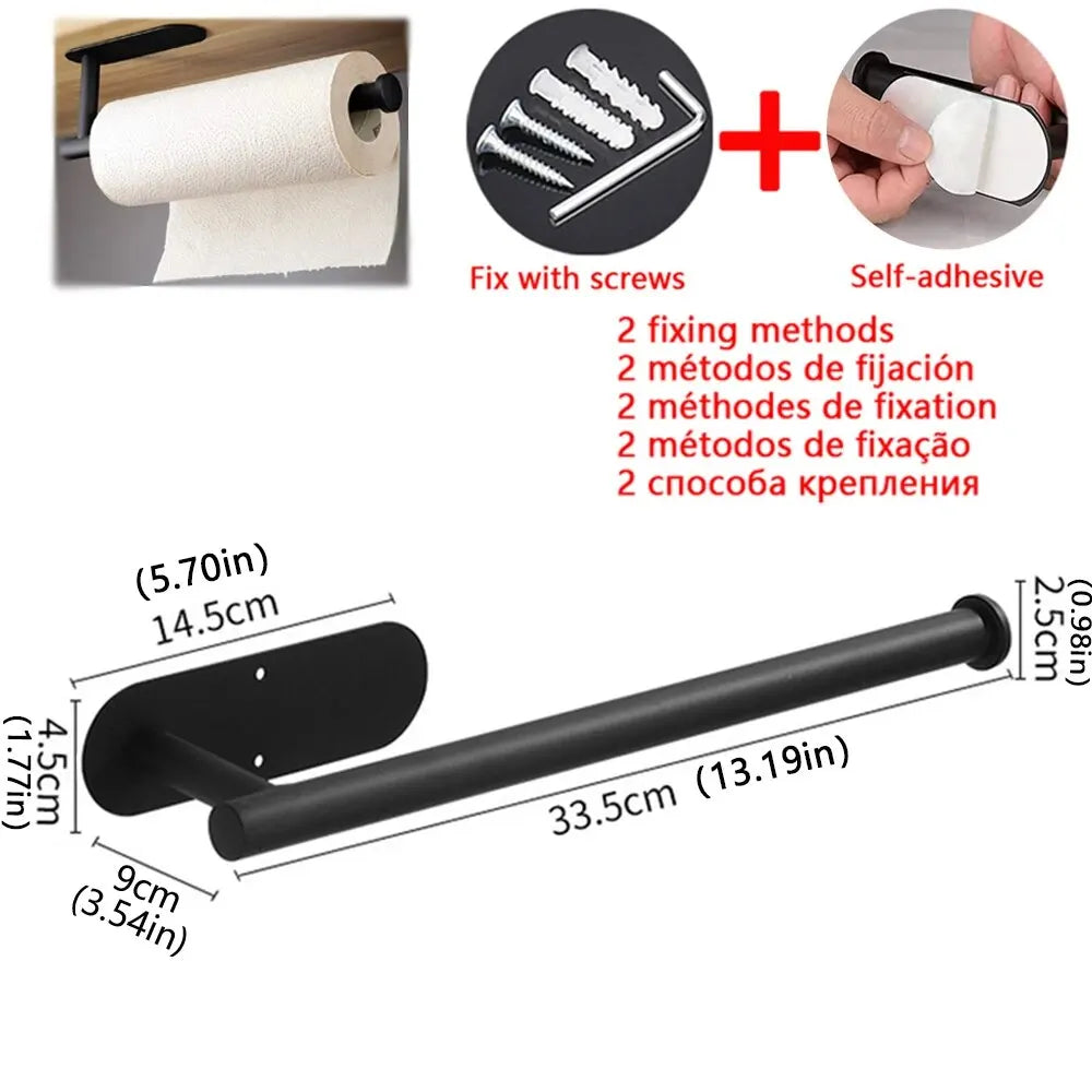 Adhesive Paper Towel Holder | Wall-Mount Tissue & Napkin Rack for Kitchen & Bathroom