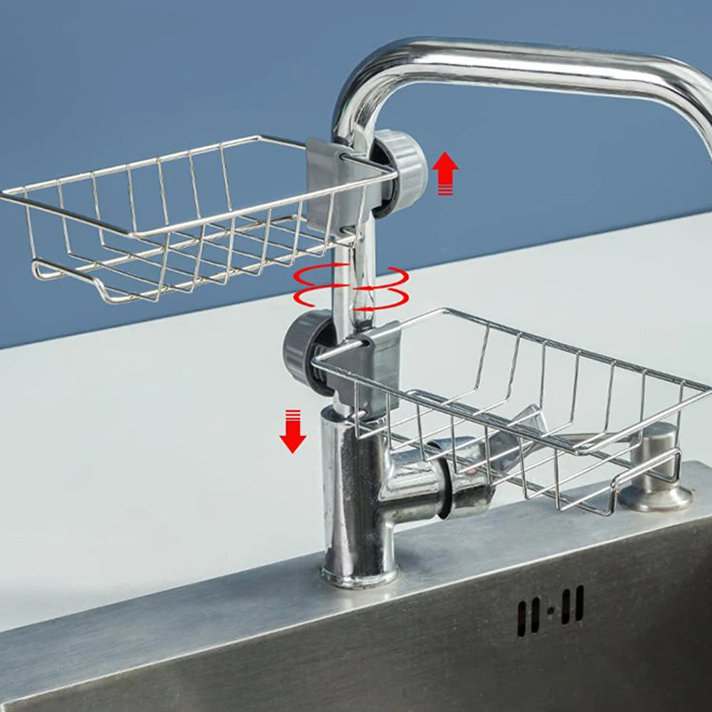 Kitchen Sink Organizer Rack | Sponge, Soap & Towel Drainer Shelf