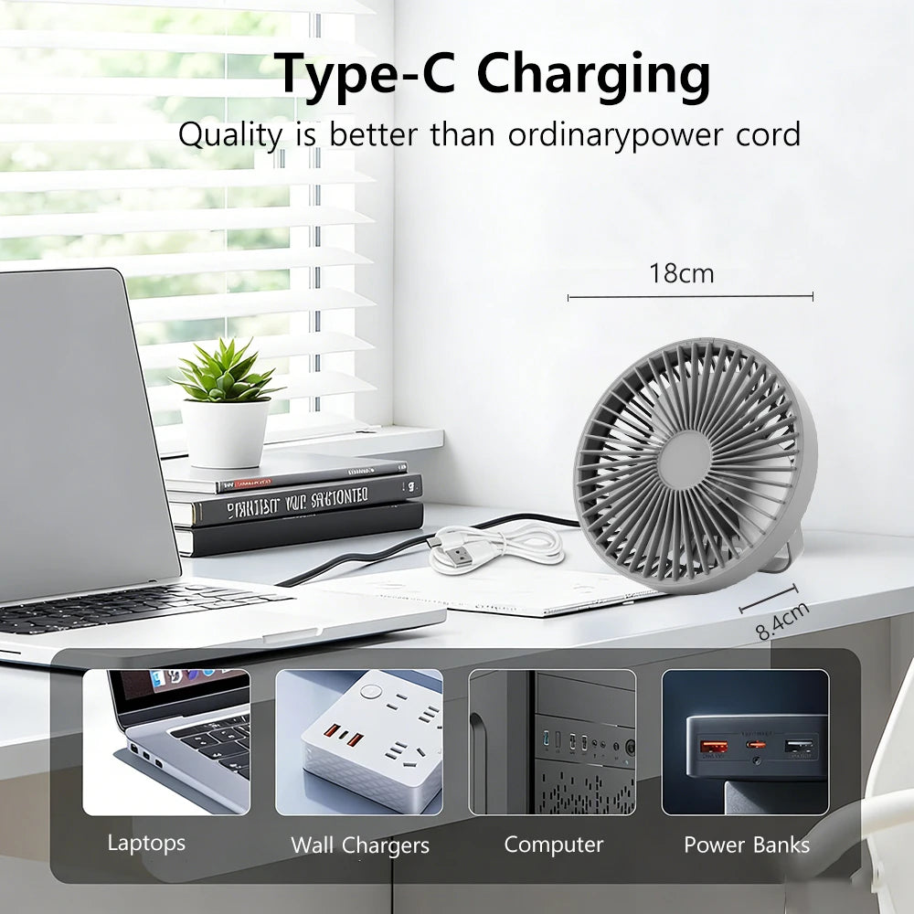 Small Desk Fan with Light | 5-Speed Strong Airflow Quiet Personal Fan