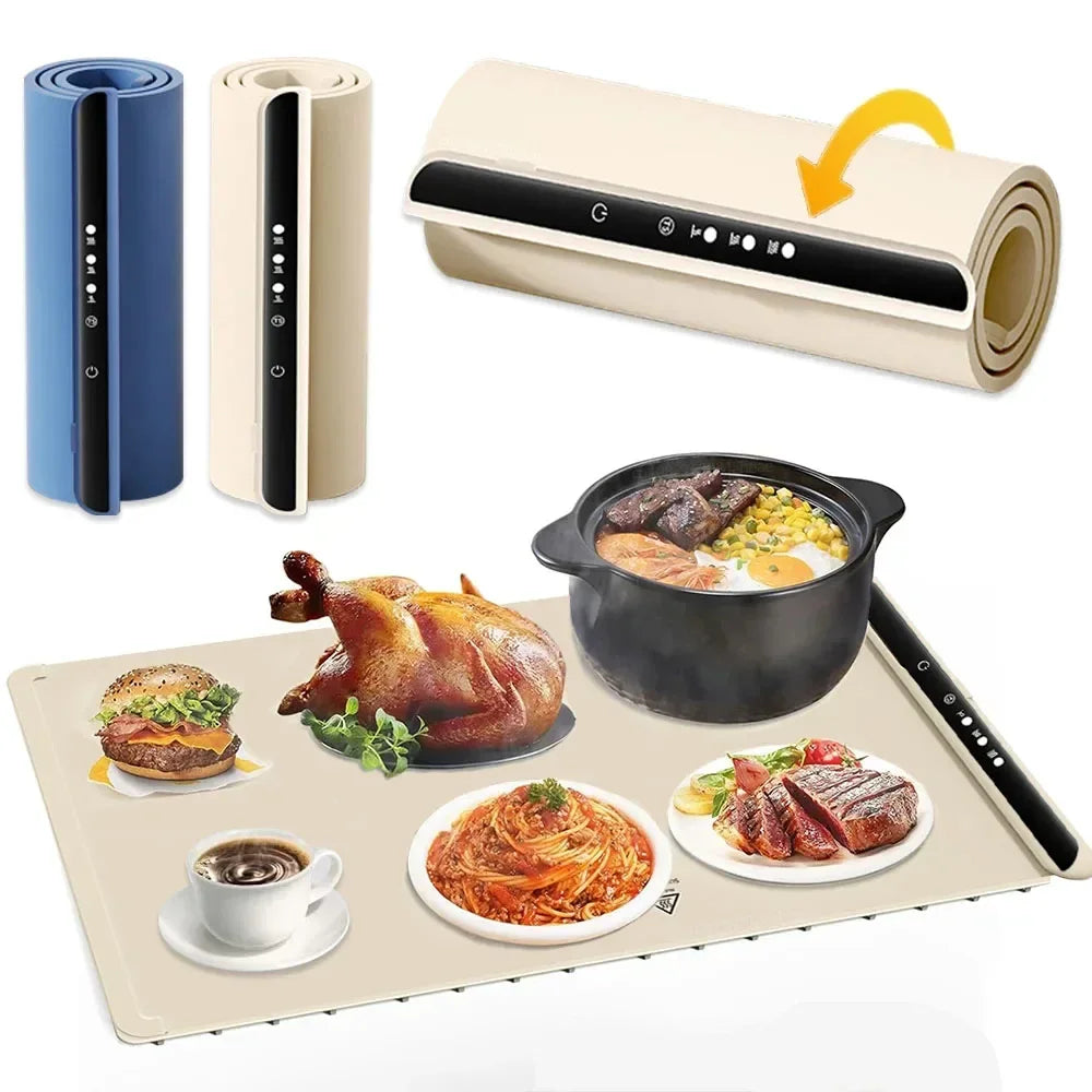 Silicone Electric Warming Tray | Portable 8-Setting Food Warmer for Parties