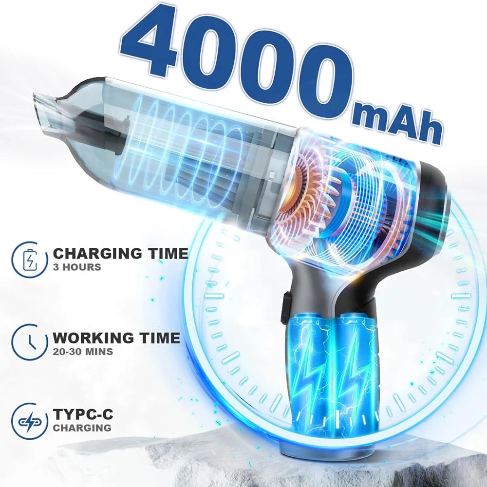 Wireless Car Vacuum Cleaner | 95000PA Strong Suction & High-Power Blower