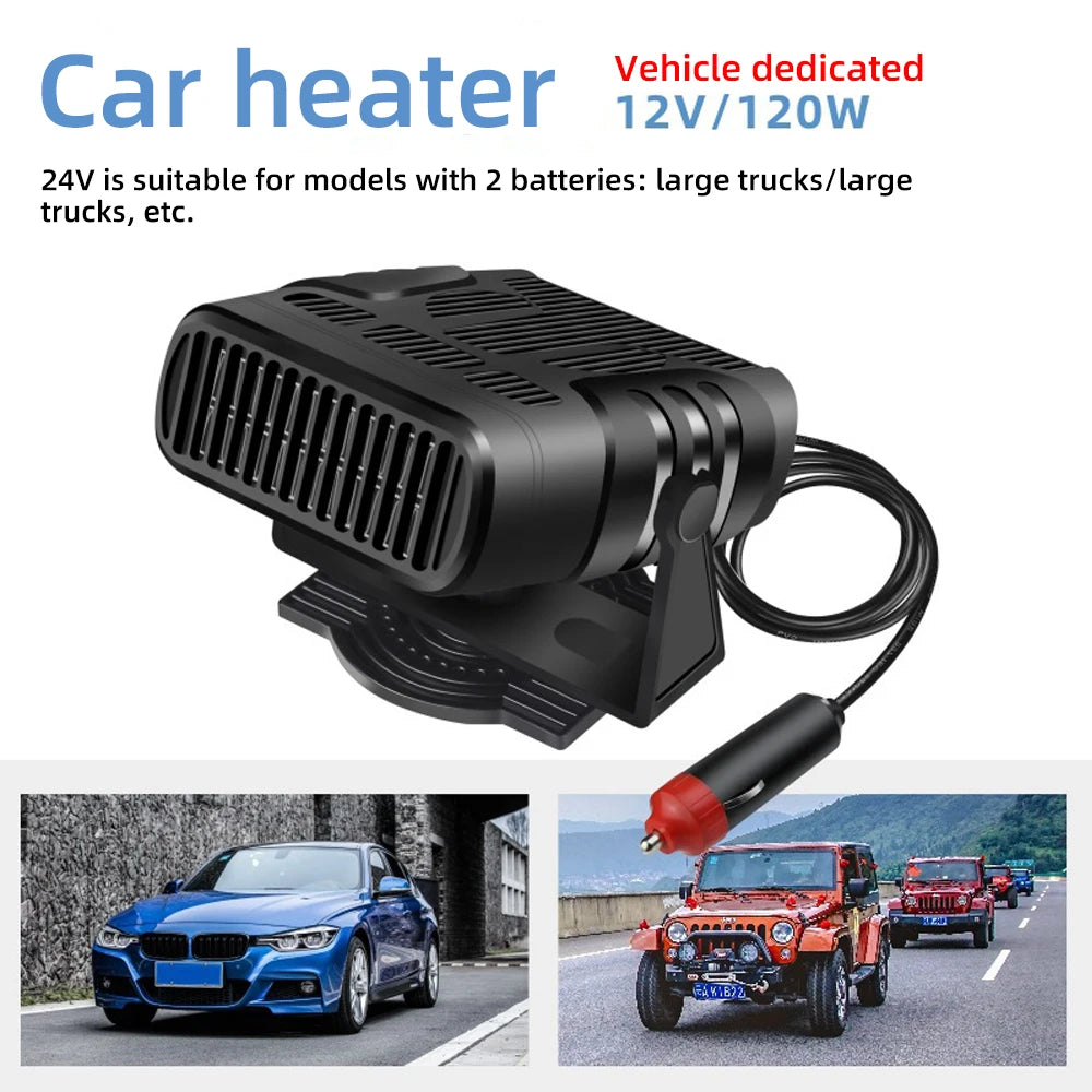 2-in-1 Car Heater & Cooling Fan — 12V/24V Windshield Defroster & Anti-Fog
