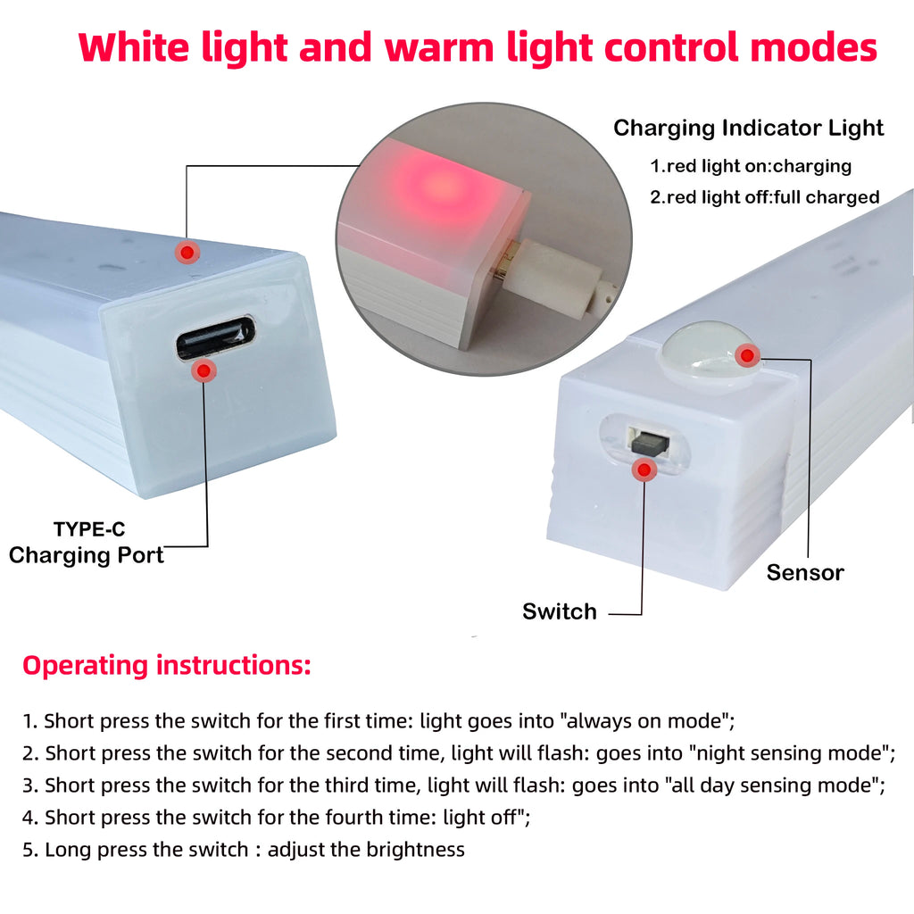 Wireless Rechargeable LED Night Light — Motion Sensor, 3 Lighting Modes