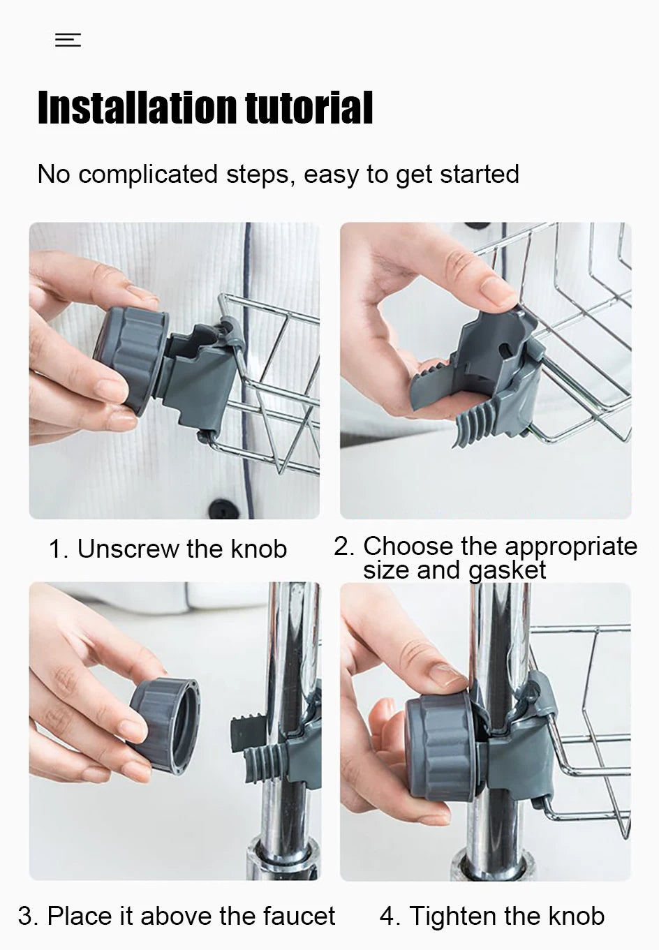Kitchen Sink Organizer Rack | Sponge, Soap & Towel Drainer Shelf