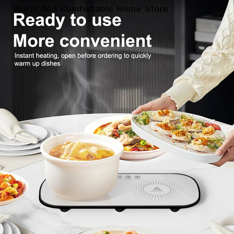 Foldable Electric Heating Plate | Silicone Food & Coffee Warmer for Dining Table