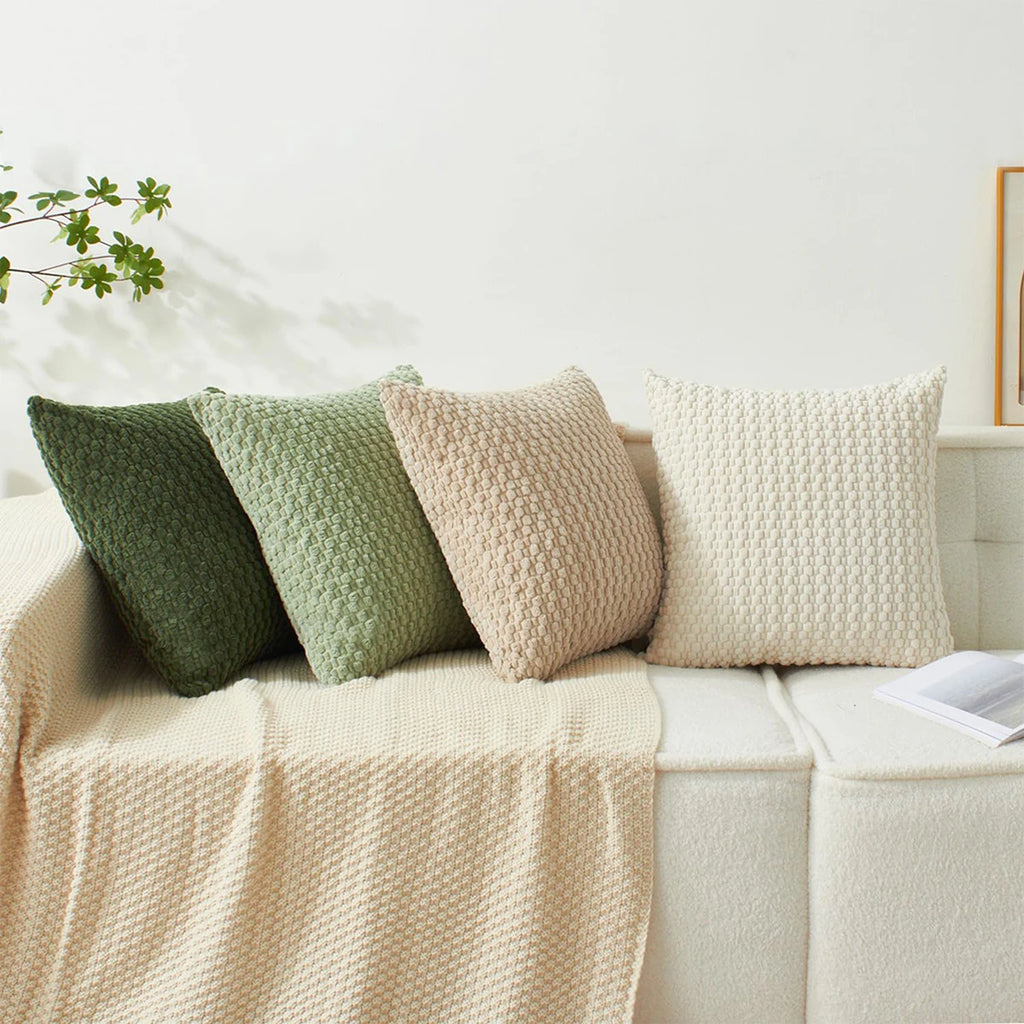 Boho Corduroy Cushion Cover | Double-Sided Farmhouse Stripe Design