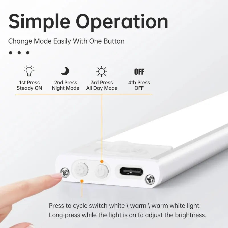 LED Motion Sensor Under-Cabinet Light | Wireless USB Indoor Night Light