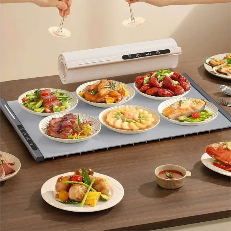 HOMEFISH Portable Electric Food Warming Tray | 3-Setting Foldable Party Mat