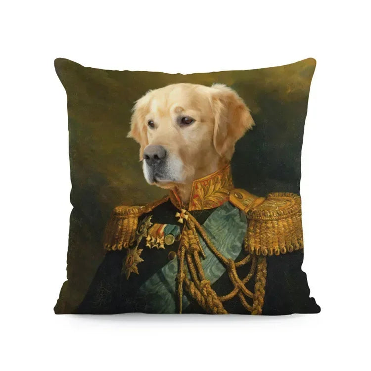 Dog & Deer Elk Cushion Cover | Elegant Nature-Inspired Sofa Pillow