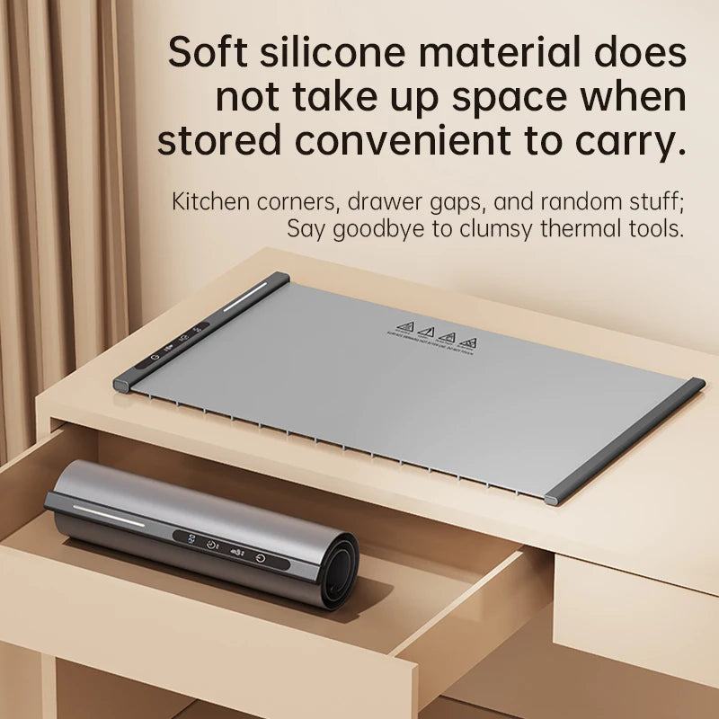 Flexible Silicone Food Warmer Mat | Foldable Electric Warming Tray & Cutting Board