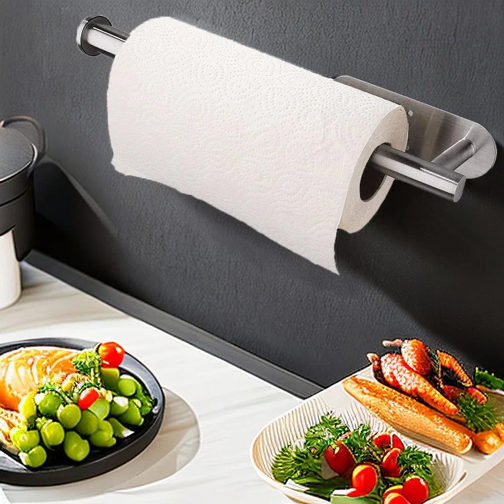 Adhesive Paper Towel Holder | Wall-Mount Tissue & Napkin Rack for Kitchen & Bathroom