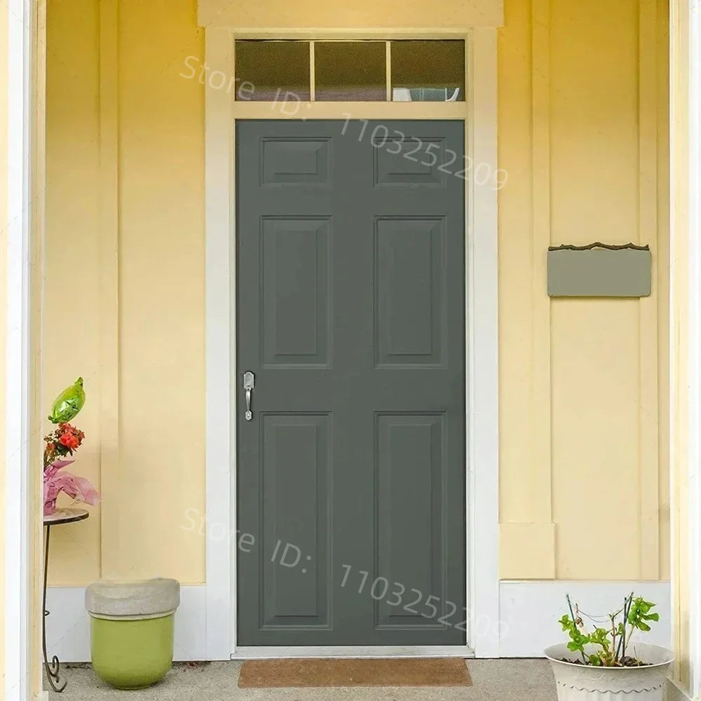 3D Wooden Pattern Door Sticker | Self-Adhesive PVC Vintage Oriental Full Door Wrap Mural