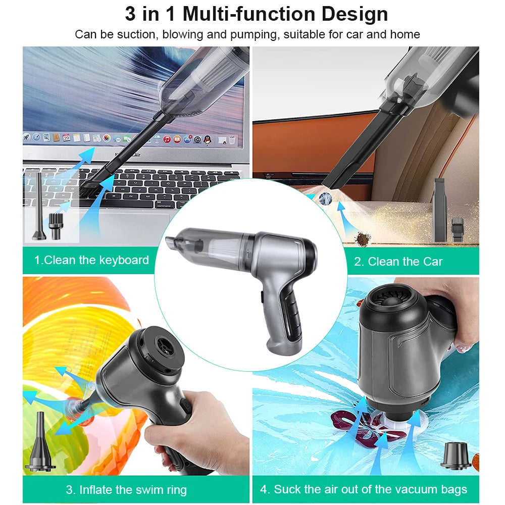 Wireless Car Vacuum Cleaner | 95000PA Strong Suction & High-Power Blower