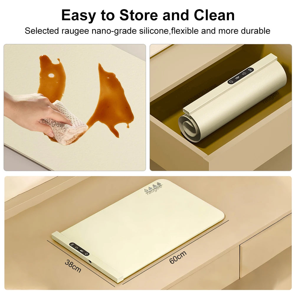 Electric Food Warmer Plate | 10s Fast Heating Foldable Dining Mat