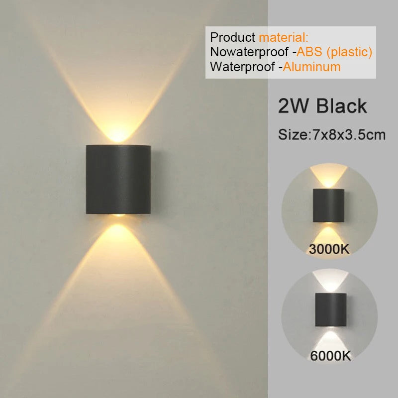 Modern LED Wall Sconce | Indoor & Outdoor Up-Down Wall Light for Living Room & Hallway
