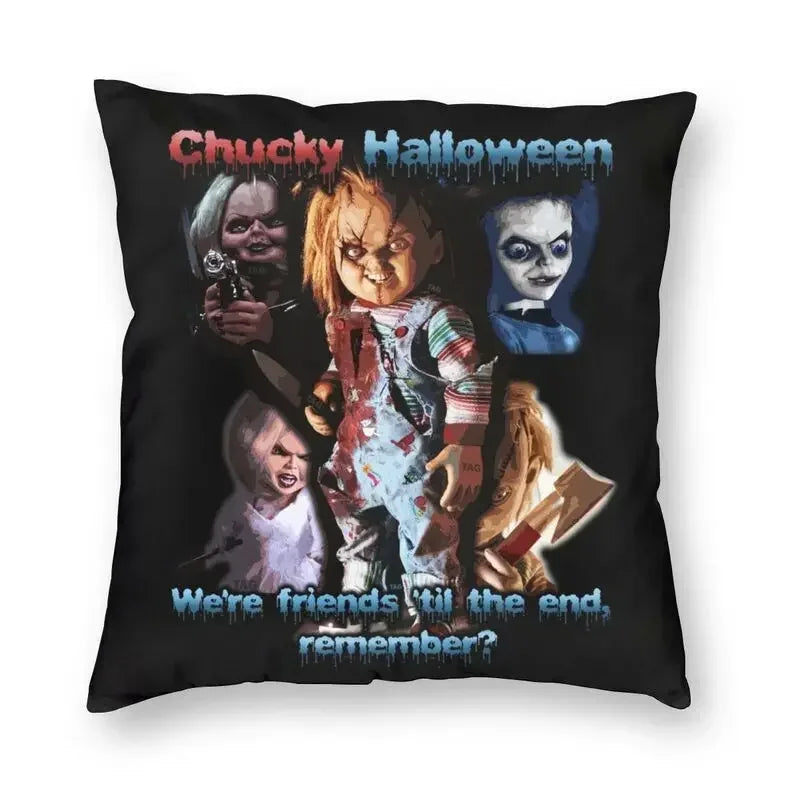 Bride of Chucky Halloween Cushion Cover | Velvet Horror Pillow Case 40x40