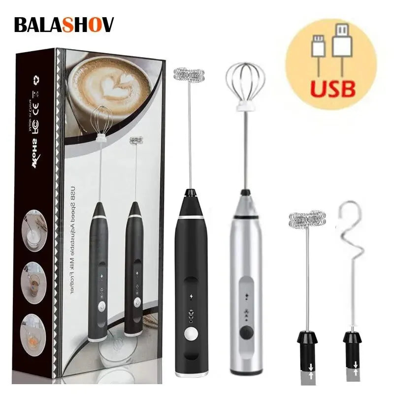 Portable Electric Milk Frother | USB Handheld Blender & Whisk
