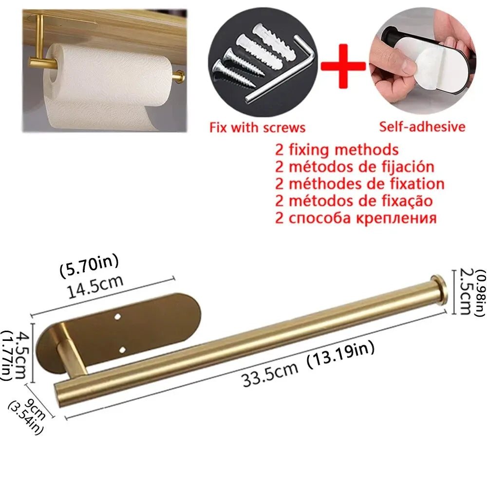 Adhesive Paper Towel Holder | Wall-Mount Tissue & Napkin Rack for Kitchen & Bathroom