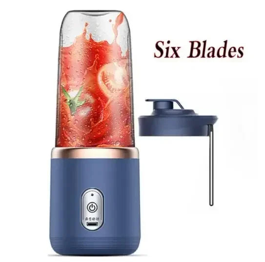 Portable Mini Juice Blender Bottle | USB 6-Blade Personal Juicer