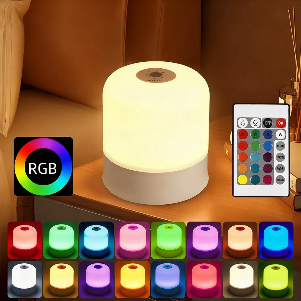 LED Night Light — Dimmable, Rechargeable or Plug-In with Optional Remote