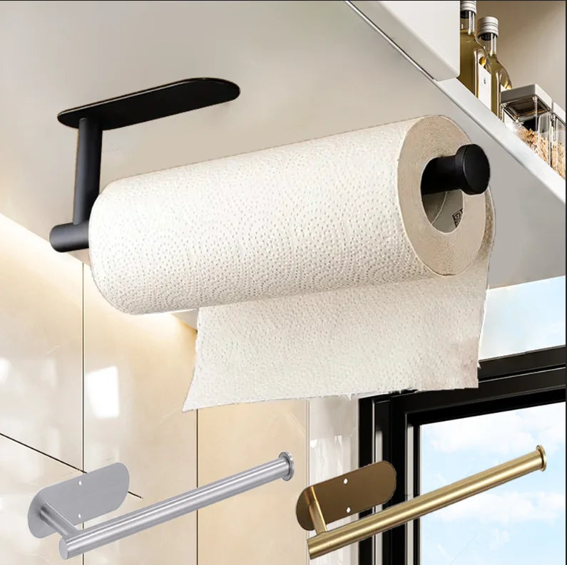 Adhesive Paper Towel Holder | Wall-Mount Tissue & Napkin Rack for Kitchen & Bathroom