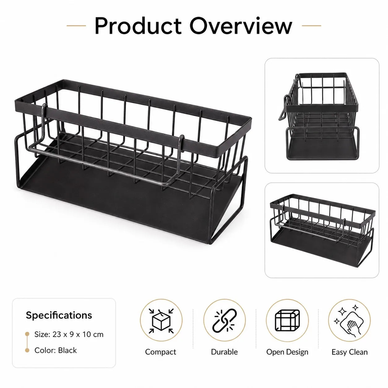 Kitchen Sink Organizer Rack | Sponge, Soap & Towel Drainer Shelf