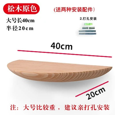 Wooden Semicircle Wall Shelf — Floating Display & Storage