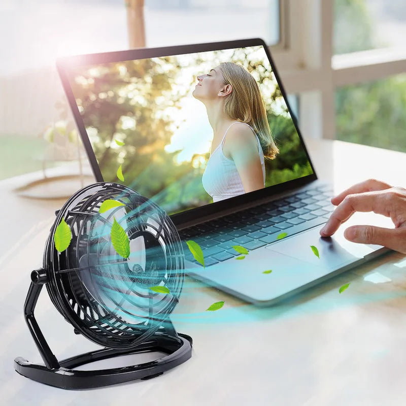 Mini USB Desk Fan | Adjustable Tilt Stand, Ultra-Quiet Portable Cooling Fan