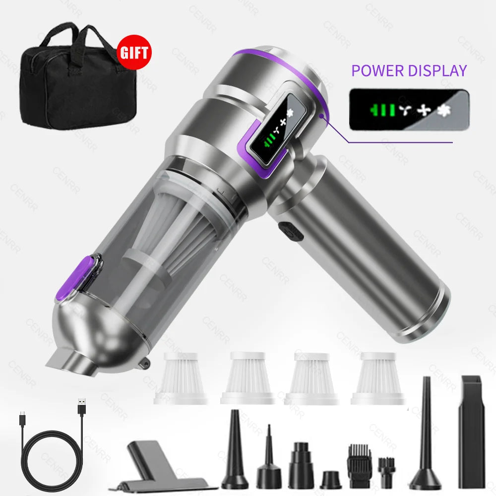 High-Power Car Vacuum Cleaner | 998000PA Handheld Blower & Vacuum