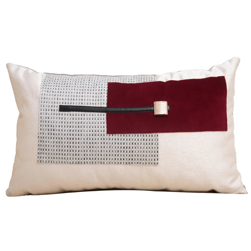 Chinese Ink Wash Luxury Cushion Cover | Red & Grey Throw Pillow 45x45