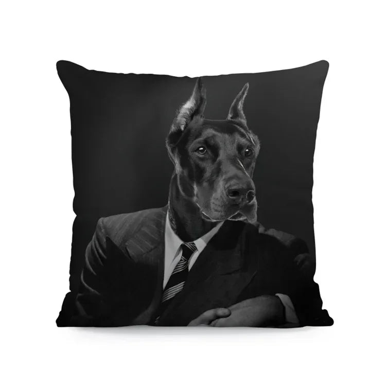 Dog & Deer Elk Cushion Cover | Elegant Nature-Inspired Sofa Pillow